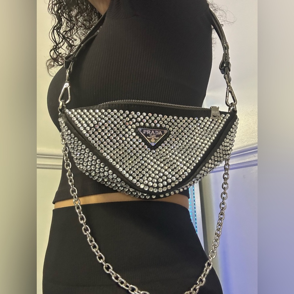 Shimmering Satin Crystal Pouch